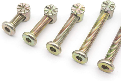 cSeao 50pcs M6 M6x15mm/25mm/35mm/45mm/55mm Crib Bolts Replacement Kit, Zinc Plated Socket Cap Screws Barrel Nuts