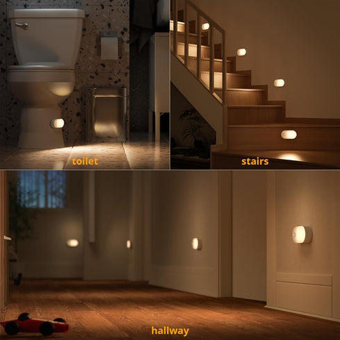Closet 2-Pack Lyridz Rechargeable Battery Night Light with Motion Sensor, Portable Mini Warm White LED Stick-on Light
