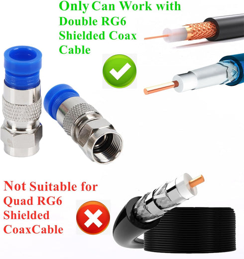 Coax Cable Crimper Tool Kit, RG6 RG59 Coaxial Compression Tool, Wire Stripper, 10pcs RG6 F Connectors