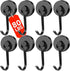 DIYMAG 8 Pack Black Magnetic Hooks, 80LBS Heavy Duty Strong Magnet Hooks with Metal Hanger for Home Kitchen Office