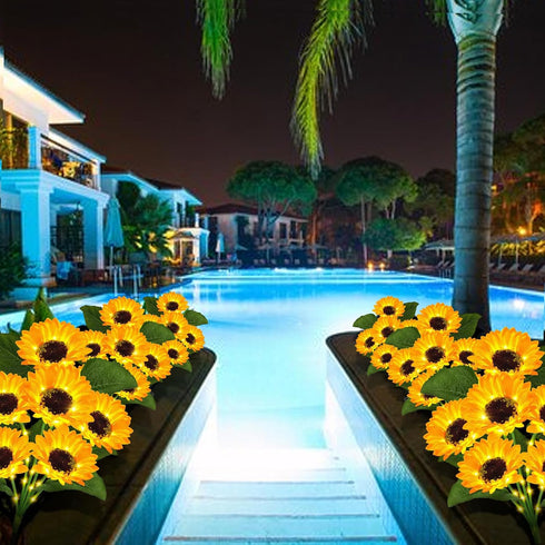 4 Pack 24 VOOKRY Solar Lights Outdoor, with Sunflower Lights, Waterproof Solar Flowers Garden Decor, Birthday Gifts