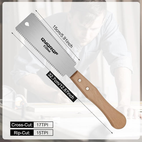 Mini Hand Saw, 6 Inch Japanese Pull Saw with Double Edges, 15/17 TPI Flush Cut Saw for Woodworking DIY Projects (Style