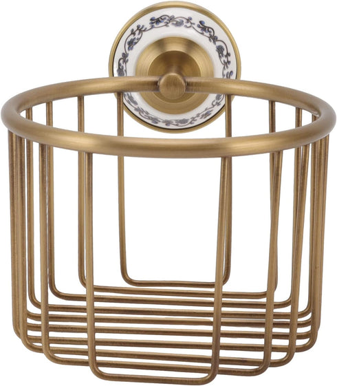 Toilet Paper Holder, Antique Hollow Out Brass Wall Mount Paper Towel Holder, High Load Capacity Toilet Wipes Holder |