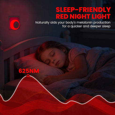 625nm 2-Pack Red Light Night Light for Sleep, LED Red Nights Light Plug Into Wall, Dusk to Dawn Sensor Auto On/Off