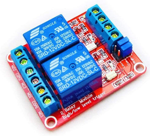 HiLetgo 2pcs DC 12V 2 Channel Relay Module with Isolated Optocoupler, High and Low Level Trigger