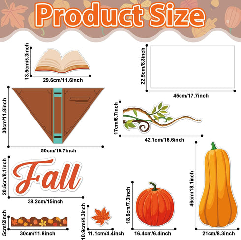 Fall into a Good Book Bulletin Board, Classroom Decorations with Pumpkin Cutouts and Autumn Maple Leaves