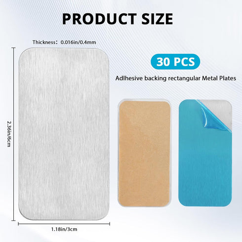 Peacetream 30 Backing1.18" 2.36", Pcs Adhesive Metal Strips for Magnets, Metal Plates for Magnetic Mount with Strong