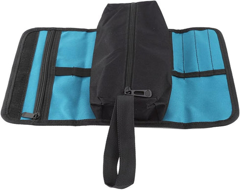 Tool Bag Roll Foldable Maintenance Tools Storage Holder Roll Bag Professional Electrician Techincian Homeowner Tools Carrier Organizer Bag Oxford Cloth Convenient Carry with Hand Strip by Walfront