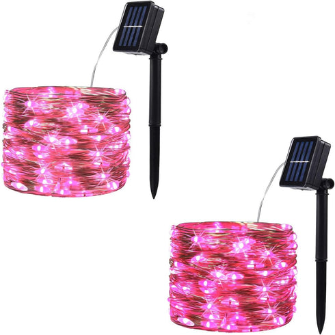 2 Pack 100 LED Solar Powered String Lights, Outdoor Waterproof Copper Wire Fairy Lights for Home Decor
