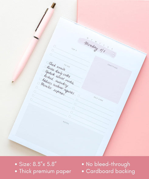 Lamare Daily To Do List Notepad – Undated Daily Planner and Things To Do Notepad for Productivity