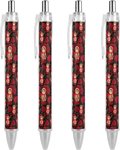 Generic Russian Nesting Doll with Flowers Ballpoint Pens Retractable Cute Ball Point Pen
