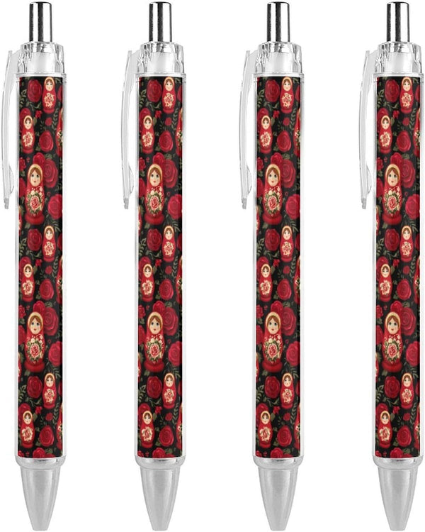 Generic Russian Nesting Doll with Flowers Ballpoint Pens Retractable Cute Ball Point Pen