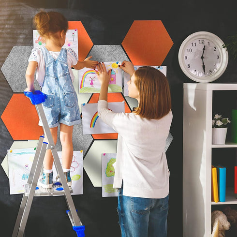 SEG Direct Hexagon Felt Cork Board Tiles, Self Adhesive Large Bulletin Board for Walls Office with Push Pins