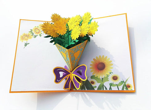Flower Pop Up Cards 3D, Assorted 4 Flower Greeting Cards with Envelopes for All Occasions