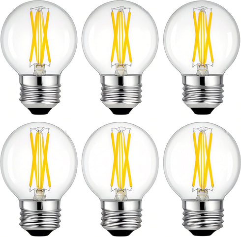 Achbeah Non-Dimmable 60W g16.5 Edison Bulb - E26 2700K 6W Equal 60 Watt