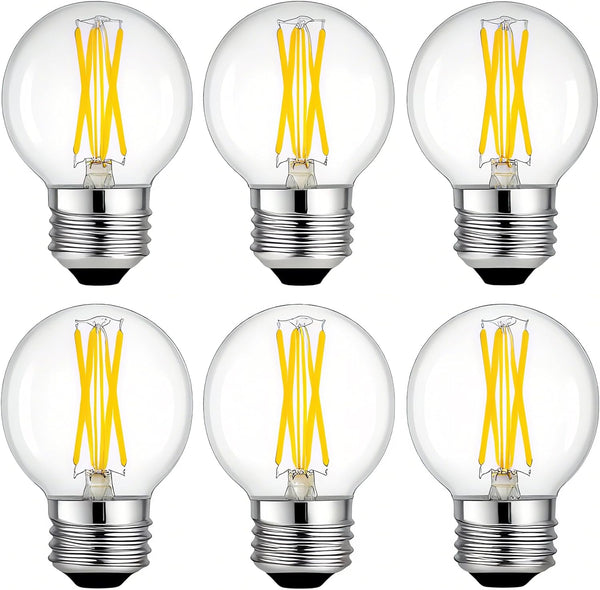 Achbeah Non-Dimmable 60W g16.5 Edison Bulb - E26 2700K 6W Equal 60 Watt