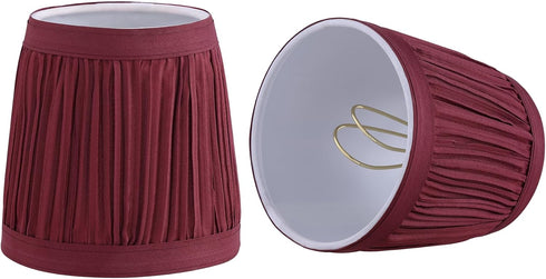 Aspen Creative 51523-2, Mushroom Pleated Transitional Clip-On Chandelier Shade in Rich Red, 3" Top