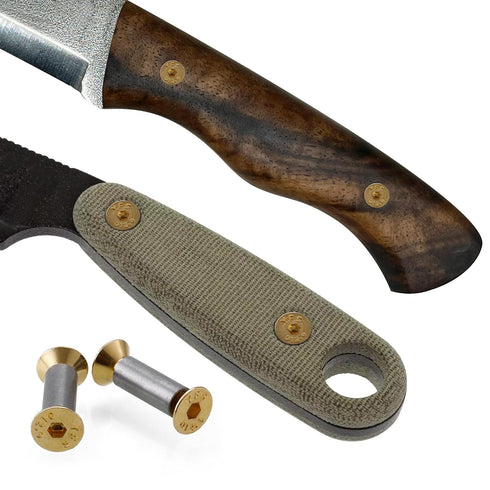 10 Packs Knife Handle Screws - Gold Hex Flat Head Screws, Fasteners for Fixing Blade Knife