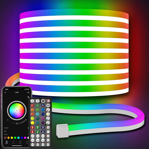 32.8Ft Neon Rope Lights,Flexible Led Rope Lights Control with App/Remote,Multiple Modes RopeLights,IP65