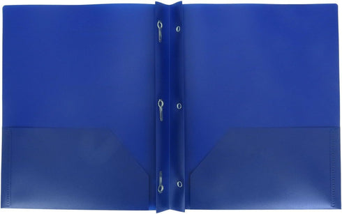Plastic Folder with Prongs, 2 Pocket, Blue