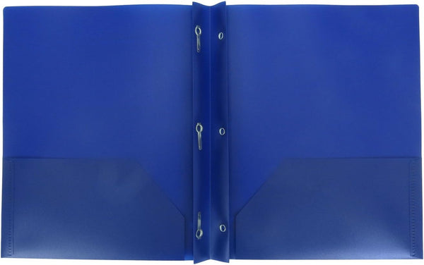 Plastic Folder with Prongs, 2 Pocket, Blue