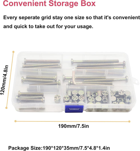 cSeao Simmons 25-Set M6x35mm/ 45mm/ 55mm/ 65mm/ 75mm Crib Parts Hardware Replacement Kit, Hex Socket Cap Bolts Barrel