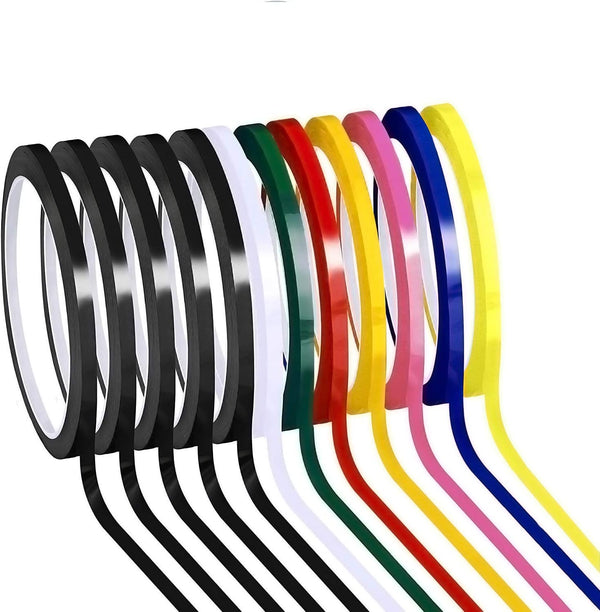 Whiteboard Gridding Graphic Tape, 12 Pack 8 Colors, 3mm 1/8 inch x 216 feet Per Roll, Self Adhesive Art Tape (PET)