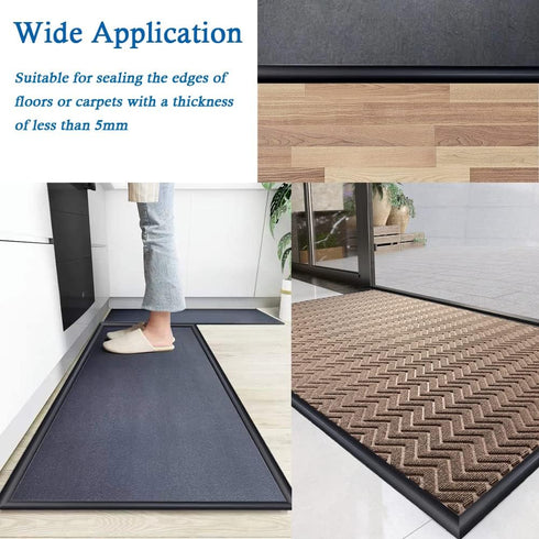 Floor Transition Strip, Self Adhesive PVC Edging Trim for Carpet & Flooring, 3.3Ft, Black