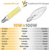 E12 Bulbs 100W C7 Dimmable 6000K 10W 1000 T6 E12 Bulbs 6 Pack LED Candelabra Equivalent Daylight White Lumen LED