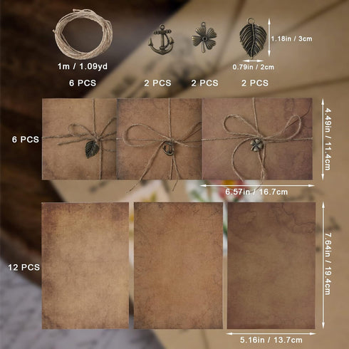 SAVITA Set of 30 Vintage Envelopes and Antique Papers, 16.5 x 11.5 cm, Includes Antique Envelopes and Papers