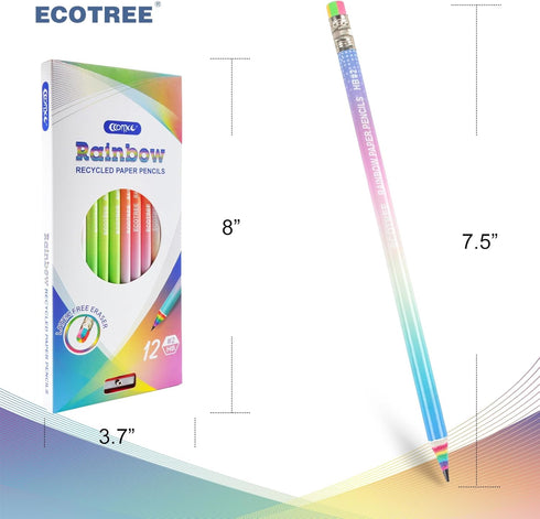 ECOTREE #2 Pre-sharpened Pencils, Number 2 School Pencils with Erasers, 12 Pack Eco Pencils