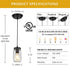1-Light Glass Pendant Lights Kitchen Island, Black Pendant Light Fixtures with Mason Jar Clear Glass Shade, Farmhouse