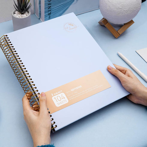 FLYING EAGLE College Ruled Spiral Notebook 8.5 X 11, 3 Subject Journal for Work and School