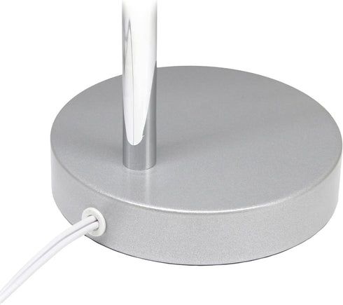 LD1075-SLV 15.28" Simple Designs Sleek Essentials Minimalist Metal Desk Task Lamp, for Office, Desk, Nightstand, Dorm