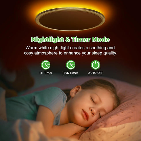 12 Inch 1800K, 3000K/4000K/6500K Dimmable zemty LED Ceiling Light with Night Light Fixture with Remote Control, Low