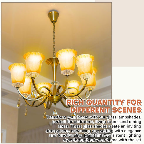 1 E26 1-5/8'' Teenyyou Pcs Bell Shaped Glass Lamp Shade Replacement Globe Ceiling Fan Light Cover with Fitter Opening
