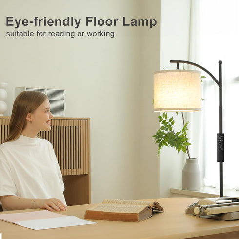 60" Dimmable Bulb, Ambimall Floor Lamp with Remote Control and Stepless Colors Temperature & Brightness Adjustable