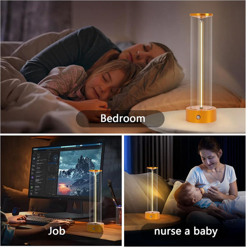 baishezhuan 3-Levels Dimming Rechargeable Cordless LED Orange Table Lamps Touch Sensor Light, Portable Wireless Battery