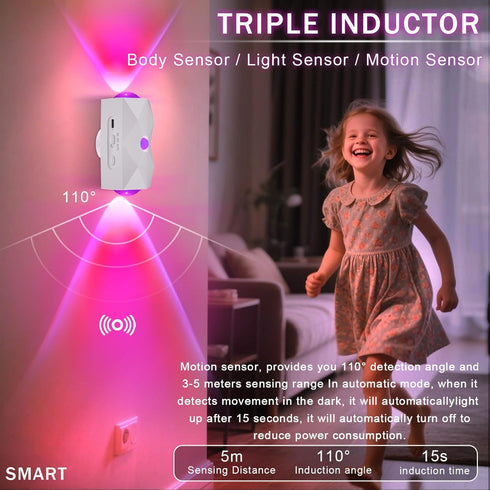 DQQDFTF 2 1500mAh LED Wall Mounted Lights Battery Operated Wall Lamp Pcs with Motion Sensor Rechargeable Wall Lights