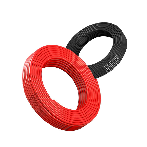 10AWG 10FT Black and 10FT Red Flexible Electrical Wire, Stranded Oxygen-Free Copper for Automotive and Marine Use