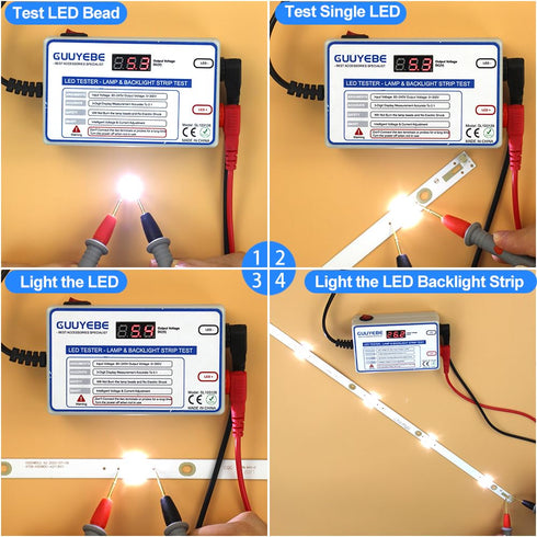 LED Tester, TV Backlight Tester for Lamp Bead Repair Testing Output Voltage 0-300V 30mA to Strip Replacement and Test Lights Include as Gold Plated Pin and Tools GuuYebe