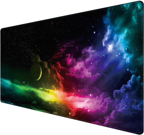 Benvo Extended Gaming Mouse Pad, Large 35.4x15.7x0.12 inch, Non-Slip Rubber Base, Aurora Light Pattern