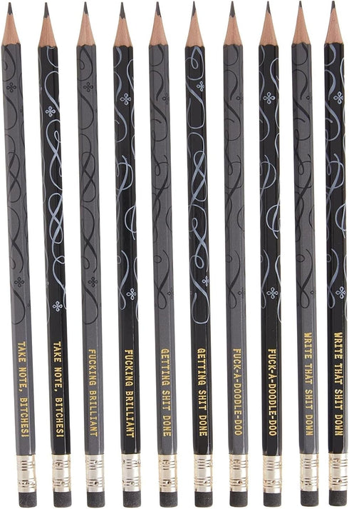 Chronicle Books F*cking Brilliant Pencil Set, 10-Piece Wooden Pencils with Inspirational Profanity