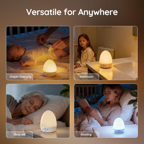 Dimming, Harmless, JolyWell Night Light for Kids, Baby Night Light with Sound Machine, RGB Egg Night Light for Nursery