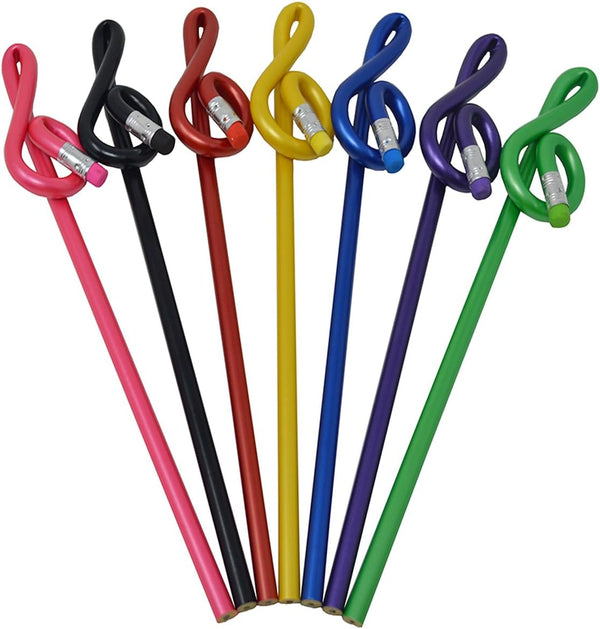 Music Pencils Musical Notes Pens, Treble Clef Bent Pencil G Clef Pencil (7 Pack)