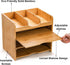 DEAYOU Bamboo Desk File Organizer, 13" Document Letter Tray Sorter with 2 Adjustable Shelves, 4 Tier Mail Organizer