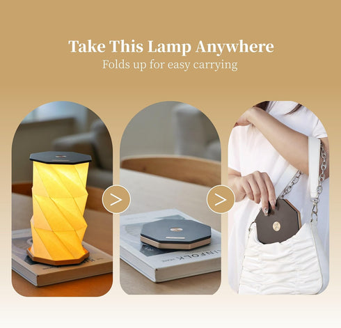 Dimmer, Travel Gifts Portable lamp with Touch Travel Lamp Warm Light, Foldable Paper Lamp, Rechargeable Small Battery