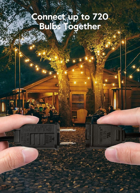 25FT 12+1 G40 Bulbs IP65 Dimmable Brightown Outdoor String Lights, Shatterproof Patio Lights, Waterproof Hanging