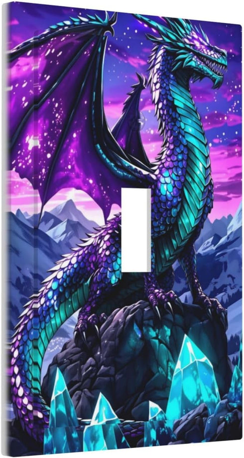 HTSAHKV 3 5 Inch Purple Dragon Wall Plate Light Switch Cover Single Gang Outlet Faceplate Print Plate Cover X