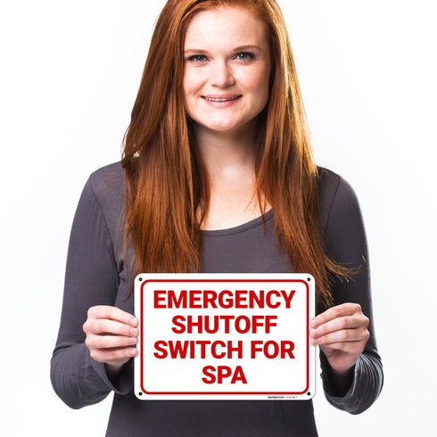 10x7 Inches, .040 Emergency Shutoff Switch for Spa Sign, Rust Free Aluminum, Fade Resistant, Made in USA